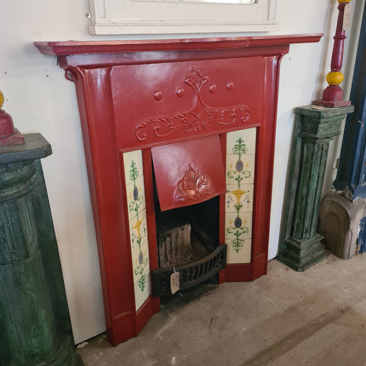 Red Painted Combi Fireplace