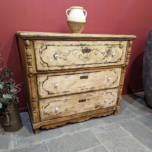 Large Rustic Painted Chest of Drawers