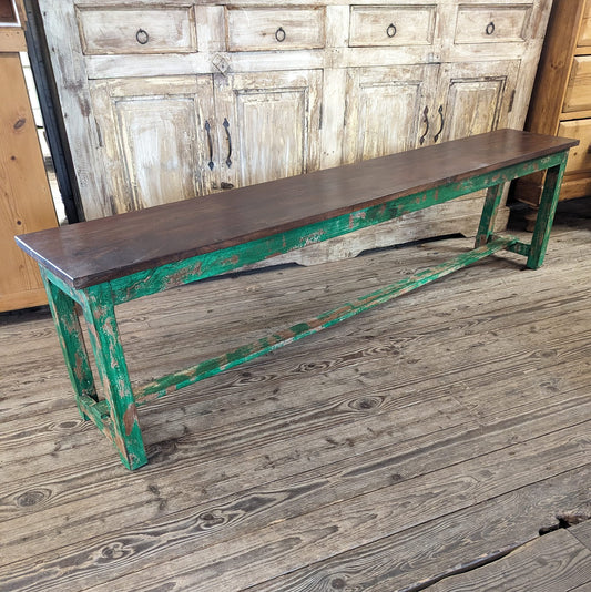 6ft Green Painted Rustic Bench