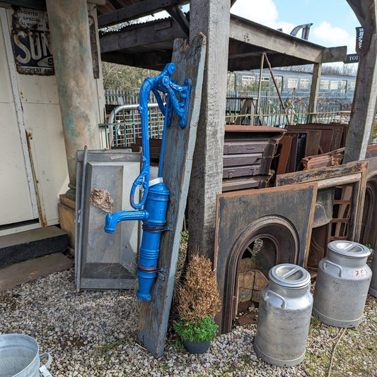 Large Blue Painted Water Pump