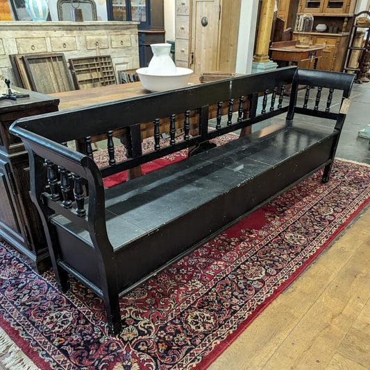 Huge Black Painted Bench with Underseat Storage