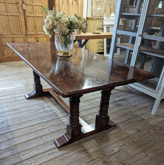 Polished Oak Refectory Table