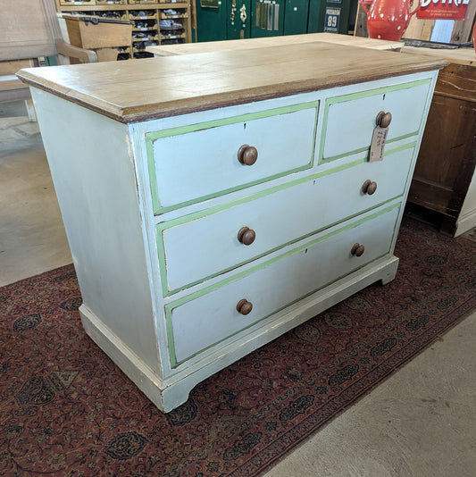 Painted Chest of Drawers with Waxed Top
