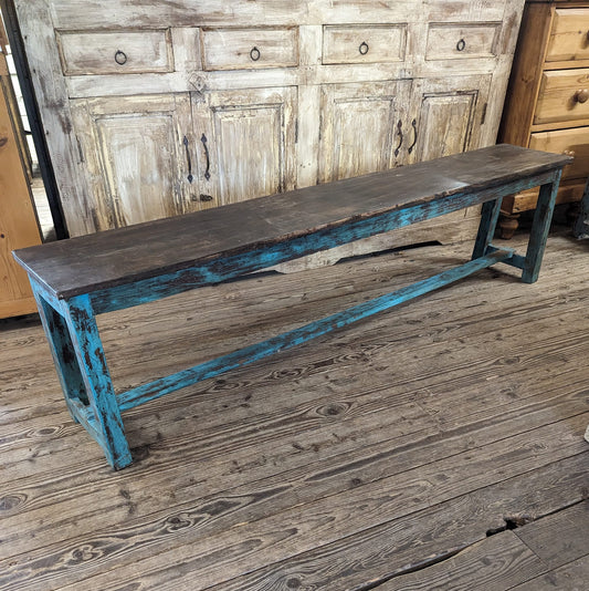 6ft Blue Painted Rustic Bench